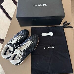 Chanel men’s sneakers size 43, black leather & suede, new w/ box & dust bags